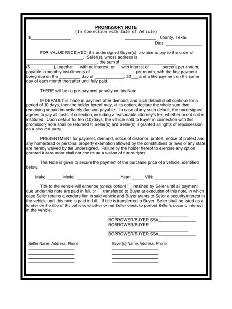 Promissory Note Template Texas - Fill Online, Printable, Fillable, Blank | pdfFiller